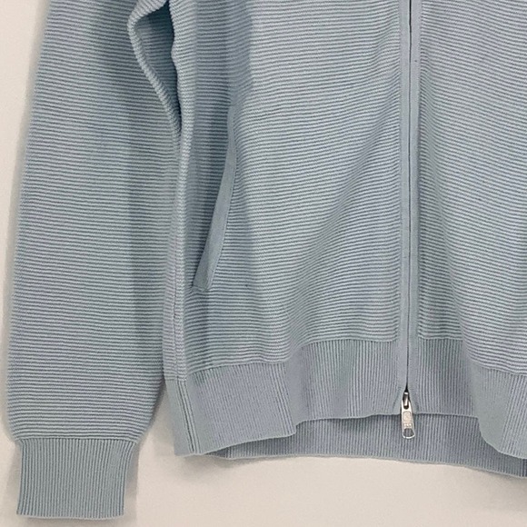 NEW! NAADAM Sz Medium Blue Cotton Cashmere Textured Zip Up Jacket $450 msrp J-18 - Picture 5 of 11